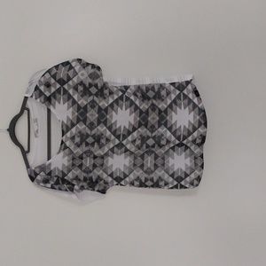 Prana Harlene Gray & White Geometric T-Shirt Women's Size Small Pre-owned